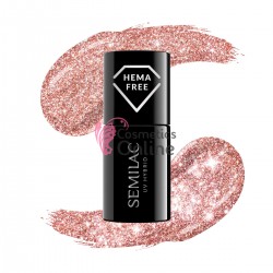 Oja UV Semilac 458 cu sclipici roz Sparkling Rose Hema Free 7 ml